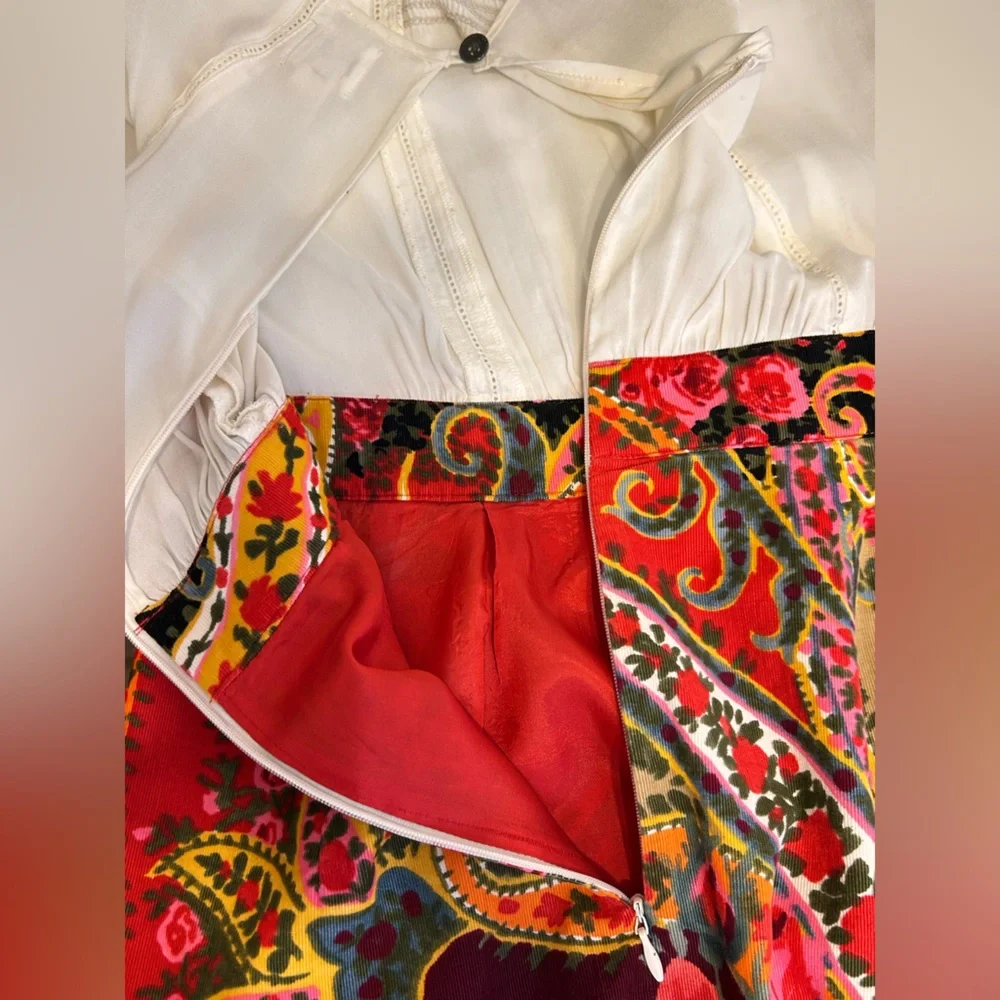 Women's Anthropologie Edme & Esyllte Easy As Pie Paisley Corduroy Dress BOHO 0